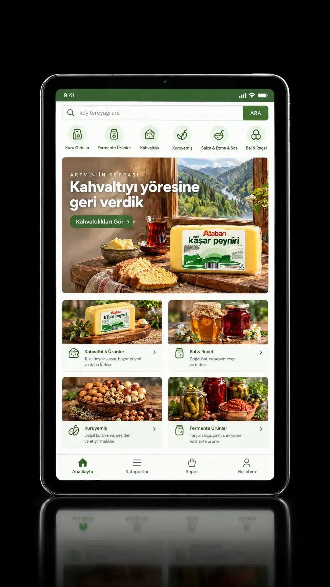 Kategori sayfası açık tablet