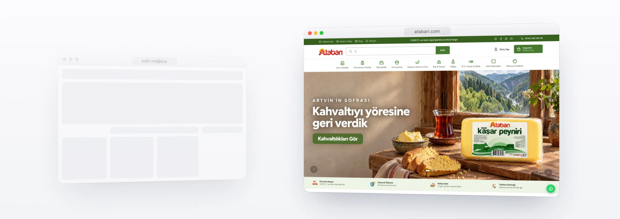 Ürünler, görseller, kategoriler, müşteriler, içerikler ve 301 yönlendirmeleri eski mağazadan yeni Atabarı ikas mağazasına taşınıyor